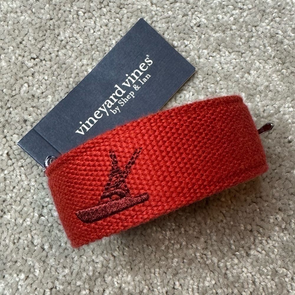 NWT Vineyard Vines Men's Red Canvas Club Belt Red Nautical $68 Sz 32 or 36 or 38